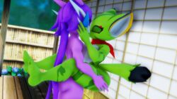 anthro aquatic_dragon carol_tea dragon feline female female_protagonist freedom_planet freedom_planet_2 kissing nude nude_female sahanovazamat sash_lilac video_games water_dragon wildcat yuri