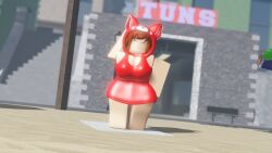 1girls 3d arsenal_(rolve) artist_request breasts cleavage closed_eyes clothed outside red_clothing red_panda_(rolve) roblox roblox_game robloxian rolve solo source_request tagme