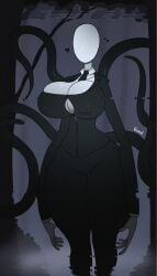 breasts cleavage female forest glazed_(artist) glazeddd halloween heart rule_63 slenderman slenderwoman tagme tentacle