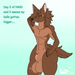 1boy 1femboy abs animal_genitalia anthro balls big_balls bodily_fluids brown_body brown_hair canid canine canis christopherberry1 closed_eyes femboy feminine feminine_male fully_sheathed genital_fluids genitals girly hair hand_in_hair hi_res jackal kurisu_(christopherberry1) male male_only mammal meme motion_lines no_nut_november nude penis penis_tip precum sheath solo sweat sweatdrop thick thick_ass thick_boy thick_thighs touching_hair twitching