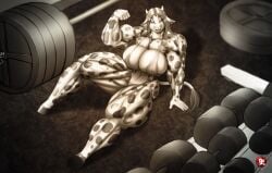 abs biceps big_breasts big_muscles bikini bovine breasts cleavage cow_girl cylnx female hair horns huge_breasts large_breasts large_muscles muscles muscular muscular_anthro muscular_arms muscular_female muscular_legs muscular_thighs pecs tail weights