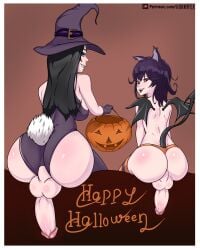 1boy 1femboy 1futa absurd_res animal_ears ass ass_focus back back_view backsack balls big_ass big_balls big_breasts big_penis breasts clothing cock-tail cock-tail_bar dickgirl duo erection futa_sans_pussy futanari halloween hornyfex human humanoid humanoid_penis kemonomimi light-skinned_futanari light-skinned_male light_skin looking_back male penis self_upload sitting tail