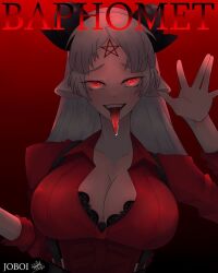 baphomet_(grizz) demon_girl fan_character goat_horns helltaker tongue_out