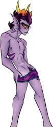 1boy dick_slip eridan_ampora glasses happy_trail homestuck looking_at_viewer male_focus male_only solo_male speedo tagme tentacle_penis unusual_penis