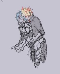 2boys armor axel_syrios bishonen blonde_hair blue_hair blush bulge from_behind from_behind_position gay gay_sex grinding holostars holostars_english holostars_english_-tempus- male male/male male_only regis_altare simple_background sketch skinny thigh_sex thighs virtual_youtuber