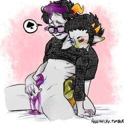 2boys blush clothing cuntboy cuntboy_sans_balls duo duo_focus eridan_ampora fangs fingering gay glasses herm hermaphrodite homestuck intersex male male_focus male_only maleherm multi_genitalia penis pussy sollux_captor tagme tentacle_penis unusual_cum unusual_penis vaginal_fingering vaginal_penetration yaoi