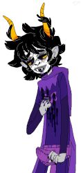 1boy clothing gamzee_makara god_tier_outfit gore gunshot_wound guro homestuck tagme wound_fingering wound_penetration