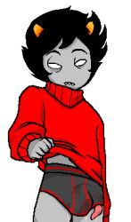 1boy clothing homestuck kankri_vantas tagme tentabulge tentacle_penis transparent_background underwear unusual_penis white_eyes