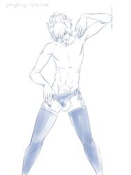 1boy diphallia diphallism forked_tongue homestuck male male_focus male_only mituna_captor multi_penis panties penis sketch solo solo_focus tagme thighhighs tongue_out underwear