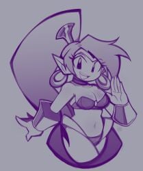 1girls female female_only ink01 inkbloto leaddrill monochrome shantae shantae_(character) solo tagme