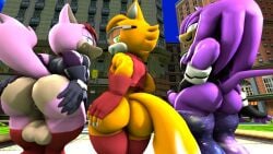 3boys 3d 3d_(artwork) ass big_ass echidna eden_the_fox femboy fox fox_ears male male_only nackey ne0kami oc original_character sonic_(series) tagme trio