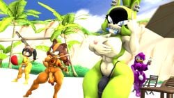 3d 3d_(artwork) 3futas beach bulge futa_only futanari honey_the_cat looking_at_viewer middle_finger nackey outside panties popsicle sonic_(series) sticks_the_badger surge_the_tenrec tagme wave_the_swallow