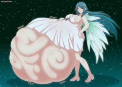 female fetal_movement huge_belly huge_breasts hyper hyper_belly hyper_pregnancy looking_at_viewer pregnant ready_to_pop saya_(saya_no_uta) saya_no_uta solo stygianrook tentacle