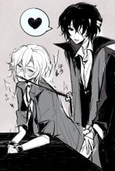 anal anal_sex artist_request bishonen bungo_stray_dogs chuuya_nakahara dazai_osamu gagged grabbing_ass handcuffs male male_only no_visible_genitalia restrained_arms skinny yaoi