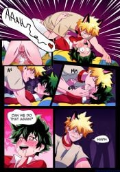 2boys ahe_gao anal_sex asking_for_more asking_for_sex bakugou_katsuki ballsack blonde_hair blush cherrypicmilk clothed_sex comic crossdressing crossdressing_male cum cum_in_ass cum_inside cum_leaking cum_leaking_out_of_anus cumming dialogue english_text flushed gay gay_sex green_hair halloween heart heart-shaped_pupils heart_eyes izuku_midoriya katsuki_bakugou kissing kitsune23star little_red_riding_hood little_red_riding_hood_(cosplay) male male/male male_only male_penetrated male_penetrating my_hero_academia orgasm orgasm_face penis_in_ass saliva speech_bubble spiky_hair tongue_kiss tongue_out wolf_boy wolf_ears yaoi