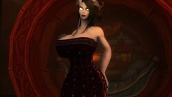 3d clothed_female draenei draenei_female dress kaelatheelf kaelscorner large_breasts warcraft world_of_warcraft