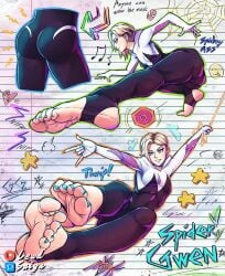 1girls 2d ass athletic_female barefoot big_feet blonde_hair blue_eyes blue_toenails canonical_scene dat_ass eyebrow_piercing feet female fit_female foot_fetish foot_focus fuckable_feet fully_clothed ghost-spider gwen_stacy lewdsaiga long_toes marvel meaty_soles presenting_feet short_hair side_shave soles solo solo_female spider-gwen spider-man:_across_the_spider-verse spider-man_(series) stirrup_legwear tagme text toenail_polish toenails wrinkled_feet wrinkled_soles