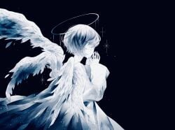 angel artist_request black_background character_request copyright_request female heaven highres non-web_source tagme wings