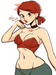 akirascrolls choker clothed earring female flower_in_hair girl lipstick looking_at_viewer red_hair red_head red_lipstick tagme total_drama_(series) total_drama_island twintails watermark zoey_(tdi)