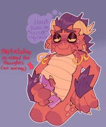 anthro carillong chimekeeperderg_(artist) chubby chubby_male claws dragon eastern_dragon male_only masturbation motion_lines my_singing_monsters nubbed_penis precum relatable scalie self_upload shitpost solo text thought_bubble vent_art