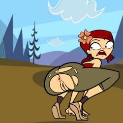 accurate_art_style anus ass jigglytoons ripped_clothing scared tagme tearing_open_bottoms torn_open_bottoms total_drama_(series) total_drama_island zoey_(tdi)