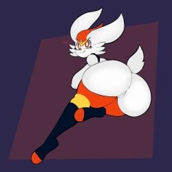 2d anthro cinderace female female_cinderace furry generation_8_pokemon lagomorph nintendo pokémon_(species) pokemon white_fur