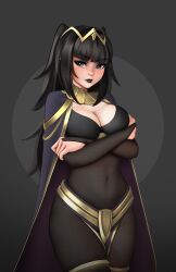 blunt_bangs bodystocking breasts bridal_gauntlets female female_only fire_emblem fire_emblem_awakening jackary_draws lipstick nintendo solo tharja_(fire_emblem)