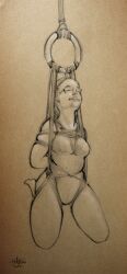 2016 arms_tied_behind_back bondage female glasses sketch solo_female suspension the_veterinarian