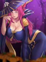 1girls alternate_costume breasts cleavage cosplay dress female female_only fire_emblem fire_emblem:_three_houses fire_emblem_engage fire_emblem_heroes grin halloween halloween_costume hat ivy_(fire_emblem) large_breasts long_hair looking_at_viewer night nintendo outdoors pink_eyes pink_hair rhea_(fire_emblem)_(cosplay) rinku_bny smile solo witch witch_hat