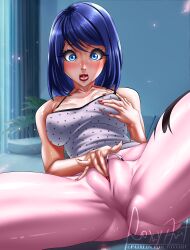 1girls 2d 2d_(artwork) blue_eyes blue_hair breasts clothed_masturbation clothing female foxyart fully_clothed high_resolution horny horny_female marinette_cheng marinette_dupain-cheng masturbation miraculous_ladybug no_penetration solo solo_female tagme vaginal_penetration