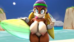 1girls 3d 3d_(artwork) anthro areolae big_breasts breasts breasts_out donkey_kong_(series) female female_only furry looking_at_viewer nackey nintendo nipples tagme tiny_kong