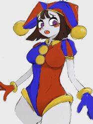 1girls 2023 2d 2d_(artwork) 2d_artwork ahe_gao breasts brown_eyes female glitch_productions gloves gooseworx jax_(the_amazing_digital_circus) jester jester_cap jester_costume jester_girl jester_hat jester_outfit pomni pomni_(the_amazing_digital_circus) the_amazing_digital_circus white_skin