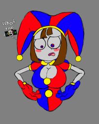 1girls 2023 2d 2d_(artwork) 2d_artwork big_breasts boobs breasts brown_hair female glitch_productions gloves gooseworx jester jester_costume jester_hat jester_outfit medium_breasts pomni pomni_(the_amazing_digital_circus) short_hair simple_background six343 sketch tagme text the_amazing_digital_circus white_body wip