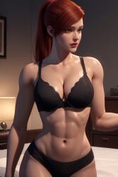 ai_generated big_breasts blue_eyes bra breasts fantasyai female_focus female_only insomniac_games light-skinned_female light_skin linea_alba lingerie long_hair looking_away marvel marvel_comics mary_jane_watson mary_jane_watson_(insomniac) nai_diffusion nipples panties red_eyes red_hair redhead spider-man_(ps4) spider-man_(series) stable_diffusion underwear underwear_only