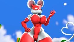 1girls 3d 3d_(artwork) anthro big_breasts big_thighs boob_window breasts clothing curvy elbow_gloves fangs female female_only furry gloves leotard long_tail mario_(series) mask mouse ms._mowz nackey nintendo no_bra no_underwear paper_mario paper_mario:_the_thousand-year_door red_gloves red_leotard sideass sideboob solo tail thick thick_hips thick_thighs thighs wide_hips