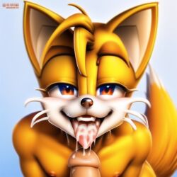 ai_generated blowjob furry gay gay_blowjob gay_male gay_sex looking_at_viewer projectai23 sega tails