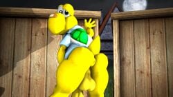 1boy 3d 3d_(artwork) anthro anus ass ass_focus back balls bandage big_ass big_butt big_dick big_penis big_thighs bottomless butt butt_focus clothing dick femboy gaper_mario half-closed_eye half_naked half_nude hoodie koopa koops looking_at_viewer looking_back looking_back_at_viewer male male_only mario_(series) nackey nintendo paper_mario paper_mario:_the_thousand-year_door penis shell short_sleeves solo spazkid tagme tail thick thick_hips thick_thighs thighs wide_hips yellow_body yellow_skin