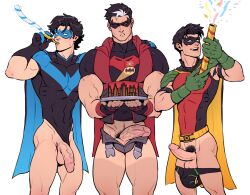 3boys abs balls batman_(series) biceps big_penis birthday_cake boner caucasian caucasian_male circumcised circumcision_scar cocky confetti daddy dc dc_comics dick_grayson erect_penis erection flaccid flaccid_penis fraternity happy_birthday hard_on heavy_balls huge_cock human human_only jason_todd lad male male_focus male_only masked_male muscles muscular muscular_male nightwing penis penis_through_leghole red_hood_(dc) red_robin schizoid tanlines teen_boy thick_thighs tim_drake tough_guy trio trio_focus underwear_down unzipped_pants veiny_penis