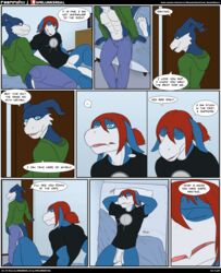 bottomless brothers clothed clothing comic digimon flaccid flamedramon giancarlo_rosato male male_only penis roommates_(comic) santino_rosato sibling spelunker_sal strikedramon