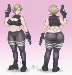 1girls blonde_hair female female_focus female_only genderswap_(mtf) large_breasts leon_scott_kennedy resident_evil resident_evil_4 rule_63 short_hair solo solo_female solo_focus squishlewds thick_thighs wide_hips wide_thighs