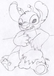 leroy_(lilo_and_stitch) lilo_and_stitch male male_only monochrome rascalraccoon sketch solo tagme