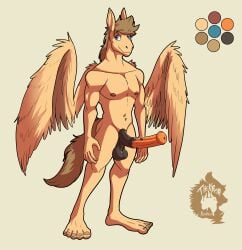 absurd_res animal_genitalia animal_penis anthro balls equid equine equine_genitalia equine_penis feet genitals hi_res humanoid_feet invalid_tag male male_anthro mammal mythological_creature mythological_equine mythology nipples nsfw original_character pegasus penis plantigrade solo tail thekinkybear wings