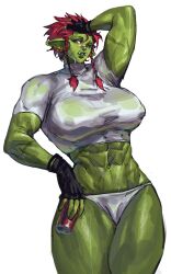 1girls abs athletic_female cassandra_(virgoart1509) green_skin muscular_female orc orc_female original short_hair virgoart1509