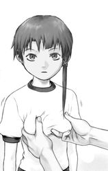 1girls artist_request breast_grab breast_squeeze clothed clothing female fondling_breast greyscale groping groping_breasts groping_through_clothes gym_uniform human human_only lain_iwakura large_eyes looking_at_viewer medium_breasts pov serial_experiments_lain shirt short_hair small_breasts solo standing t-shirt tagme tagme_(artist) tshirt unseen_male_face white_background