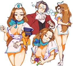 3amsoda ace_attorney ass breasts cammy_meele cleavage female gyakuten_saiban miles_edgeworth scarf