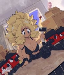 ass big_breasts big_breasts bionicle blonde_female blonde_hair blonde_hair blue_eyes boob_focus bra breast_focus breasts breasts breasts_bigger_than_head breasts_focus cleaning cleaning_tool cleavage dust kap_o maria_(kap_o) misty_(kap_o) plush plushie signature tagme vacuum vacuum_cleaner