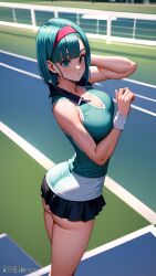 ai_generated blue_hair short_skirt tennis_uniform