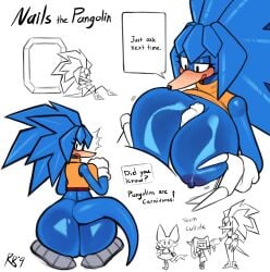 ass big_breasts big_butt blue_skin boobjob breasts cat_ears cat_girl dick echidna feline large_penis mobian_(species) oc paizuri pangolin penis rubbing_breasts snesti sonic_(series) sonic_oc sonic_the_hedgehog_(series) tagme