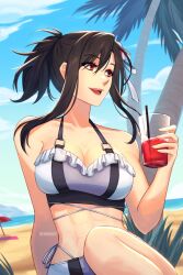 breasts caminukai female female_only final_fantasy final_fantasy_vii open_mouth solo swimsuit tifa_lockhart