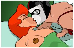 2girls batman:_the_animated_series batman_(series) breasts claudia-r dc_comics dcau female female_only harley_quinn harley_quinn_(classic) kissing multiple_girls nipples poison_ivy poison_ivy_(dcau) red_hair yuri